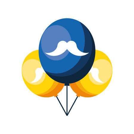 balloons with mustache decoration isolatedのイラスト素材
