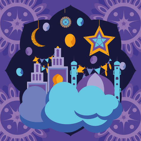 islamic mosque clouds mandalasのイラスト素材