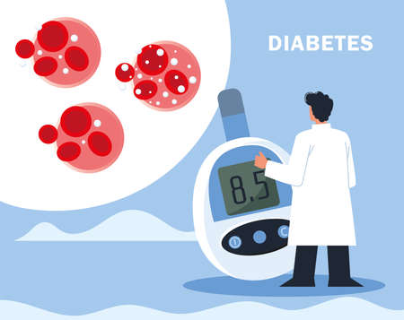 diabetes meter physician medical bannerのイラスト素材
