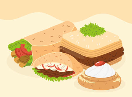 arabic food kitchen icon collectionのイラスト素材