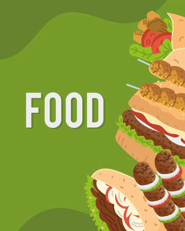 arabic food kitchen icon groupのイラスト素材