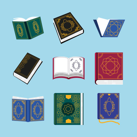 holy quran sacred religious setのイラスト素材