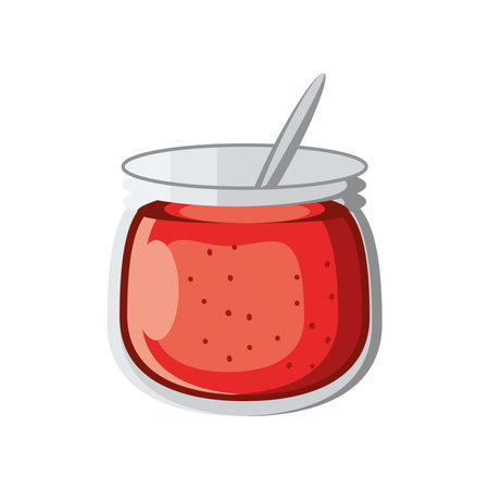 jar jam with spoon isolatedのイラスト素材