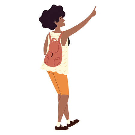 woman with rucksack isolated iconのイラスト素材