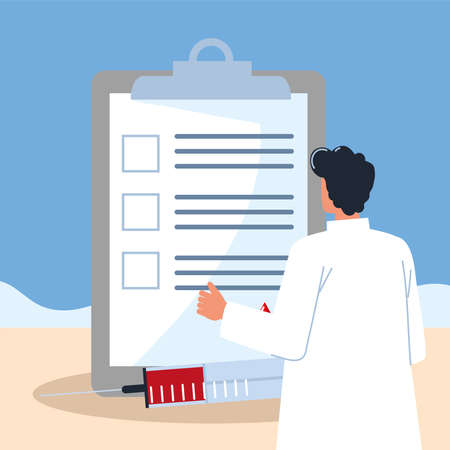 doctor syringe clipboard report medicalのイラスト素材
