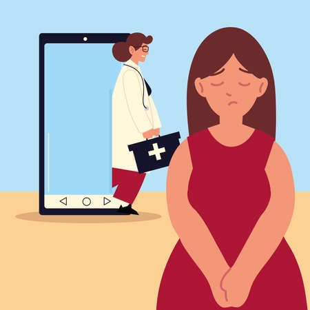 online medicine assistance service by smartphoneのイラスト素材