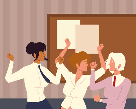 celebrating business women team workのイラスト素材