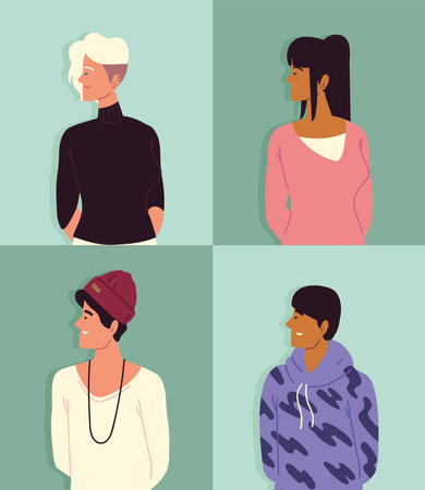 youth people portrait, men womenのイラスト素材