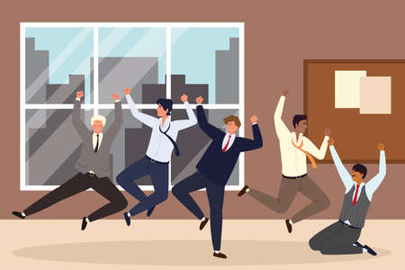 happy business people in the workspaceのイラスト素材