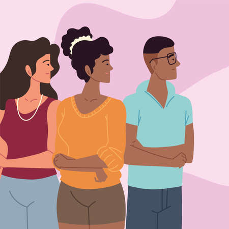 group of smiling youth man womenのイラスト素材