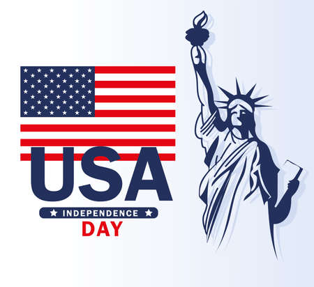 USA independence day with statue of libertyのイラスト素材