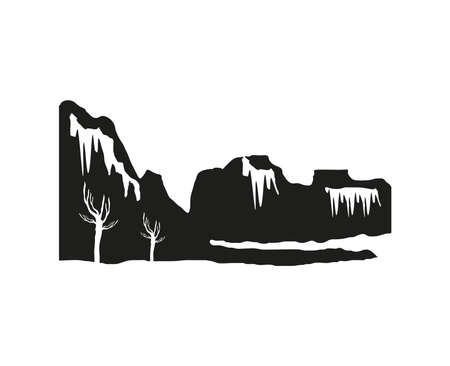 silhouette snowy mountains isolated designのイラスト素材