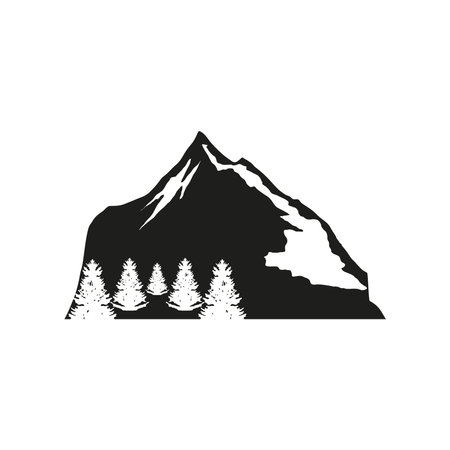 silhouette mountain vegetation isolated designのイラスト素材
