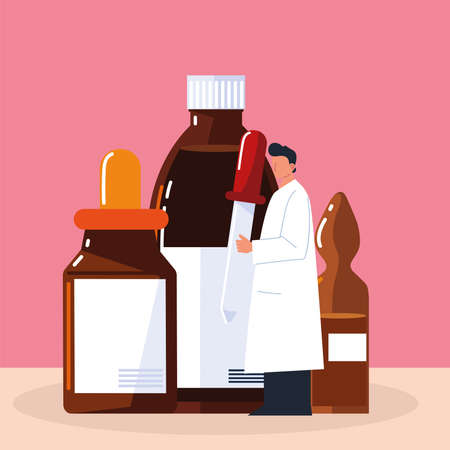 pharmacist medicine bottles prescription bottlesのイラスト素材