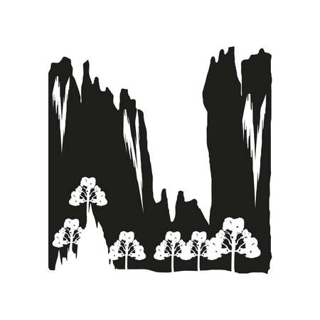 silhouette trees landscape isolated designのイラスト素材