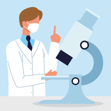 scientist laboratory microscopeのイラスト素材