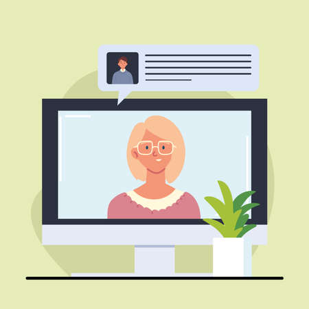 woman on screenのイラスト素材