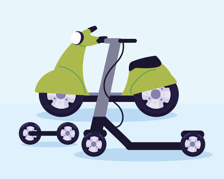 set electric scooter transportのイラスト素材