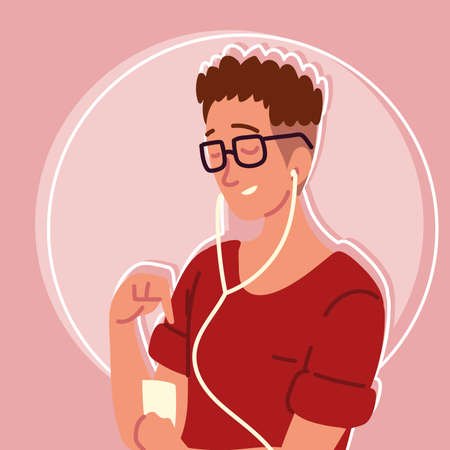 hipster man with headphoneのイラスト素材