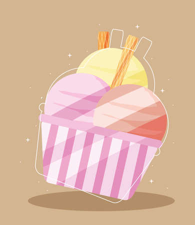 ice cream on bucketのイラスト素材