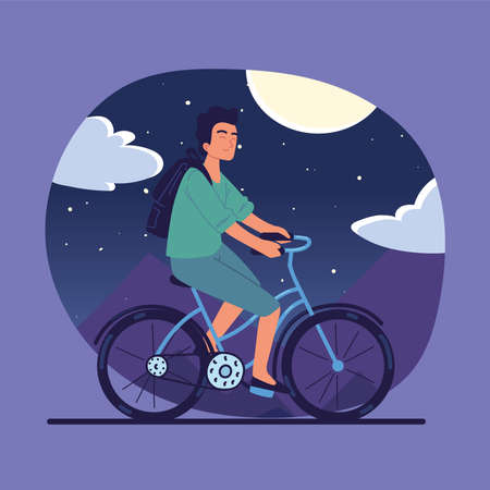 guy rides bikeのイラスト素材