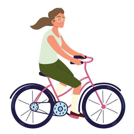 woman riding bicycleのイラスト素材