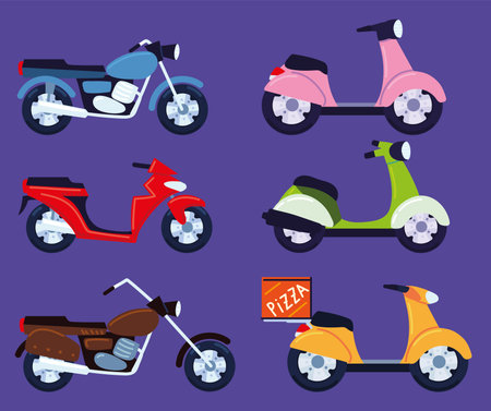 set of different motorcyclesのイラスト素材