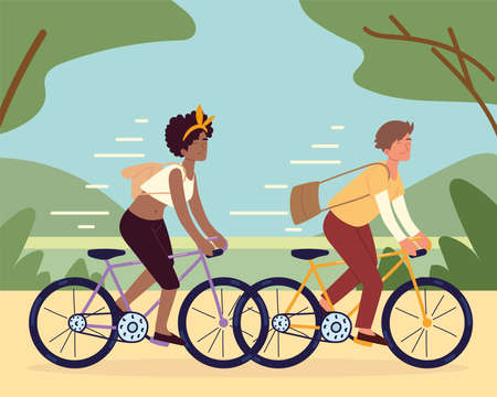 couple on bikesのイラスト素材