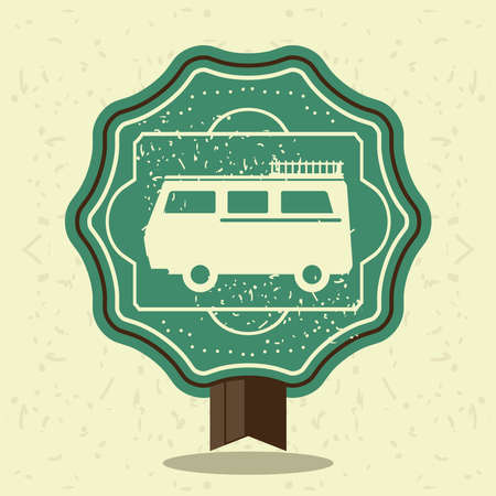 vintage label carのイラスト素材