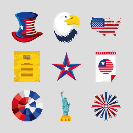 4th july america setのイラスト素材