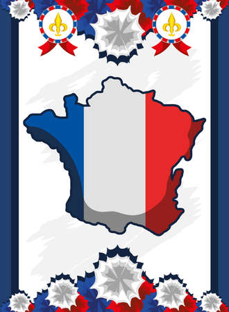 french map flag bannerのイラスト素材