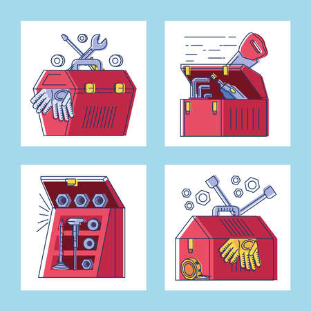 collection tool boxesのイラスト素材