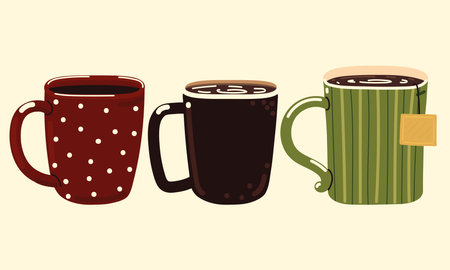 coffee and tea cupsのイラスト素材