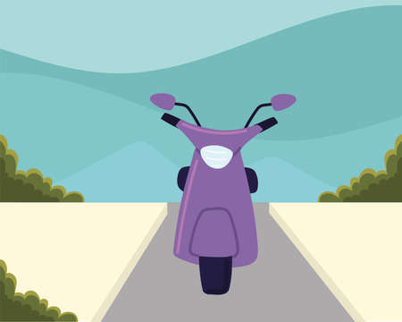 motorcycle on the roadのイラスト素材