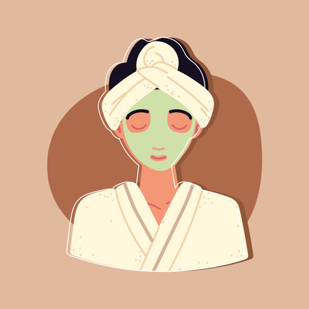 woman with skin care maskのイラスト素材