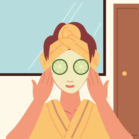 woman with facial creamのイラスト素材