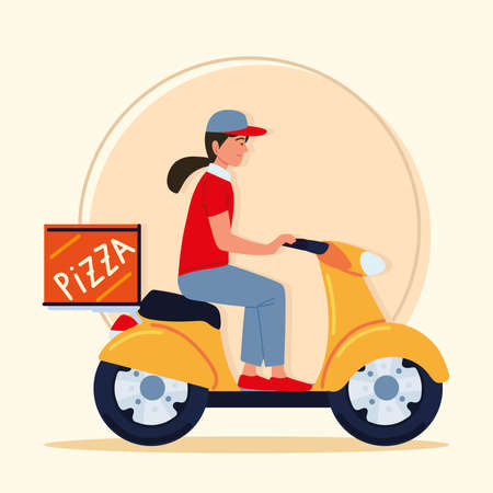delivery worker on motorcycleのイラスト素材