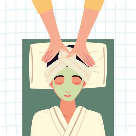 woman takes a facial massageのイラスト素材