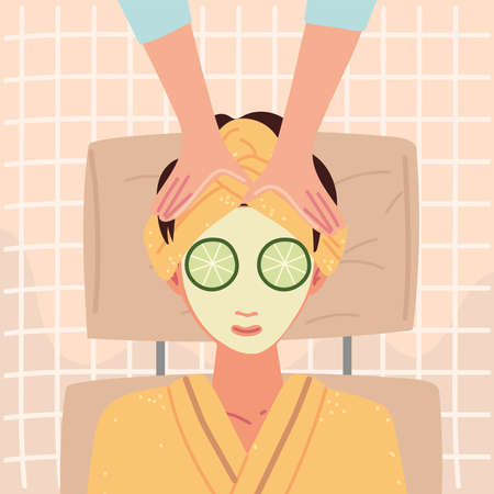 woman spa skin careのイラスト素材