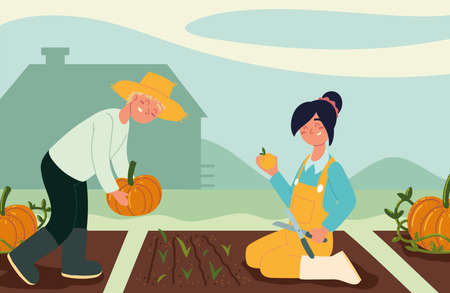 farmers in the plantationのイラスト素材