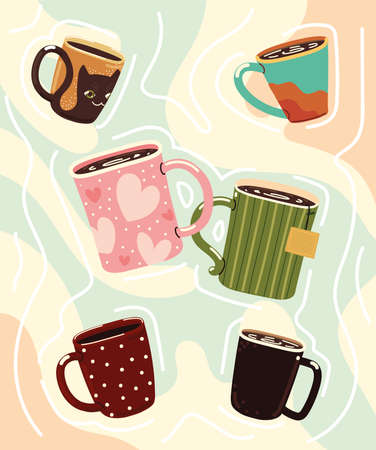 coffee and tea cupsのイラスト素材