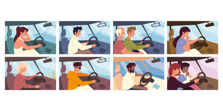 people driving carsのイラスト素材