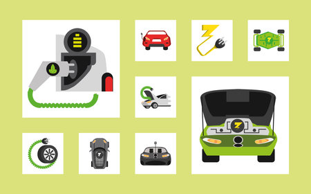 electric car iconsのイラスト素材