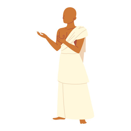 man wearing ihram clothes hajjのイラスト素材