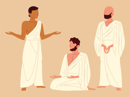 muslim pilgrims setのイラスト素材