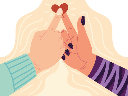hands touching heart friendshipのイラスト素材