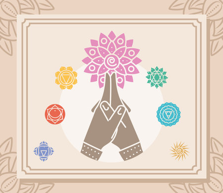 hands yoga mandalaのイラスト素材