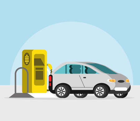 electric car and charging stationのイラスト素材