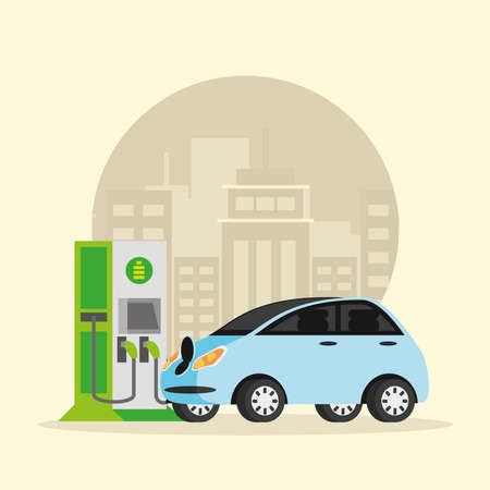 electric vehicle charging powerのイラスト素材