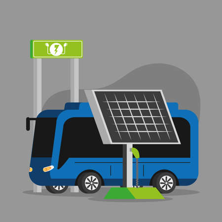 electric vehicle panel solarのイラスト素材